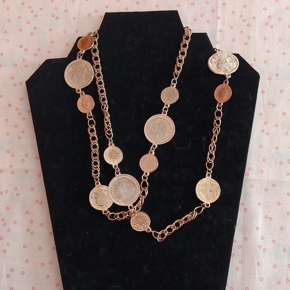 Gold Tone Korea Coin Chain Necklace - Picture 1 of 9